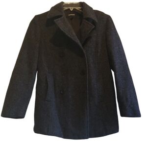 EXPRESS Vtg Women's Size 5/6 Gray Double Breasted Wool Blend Peacoat Jacket Coat